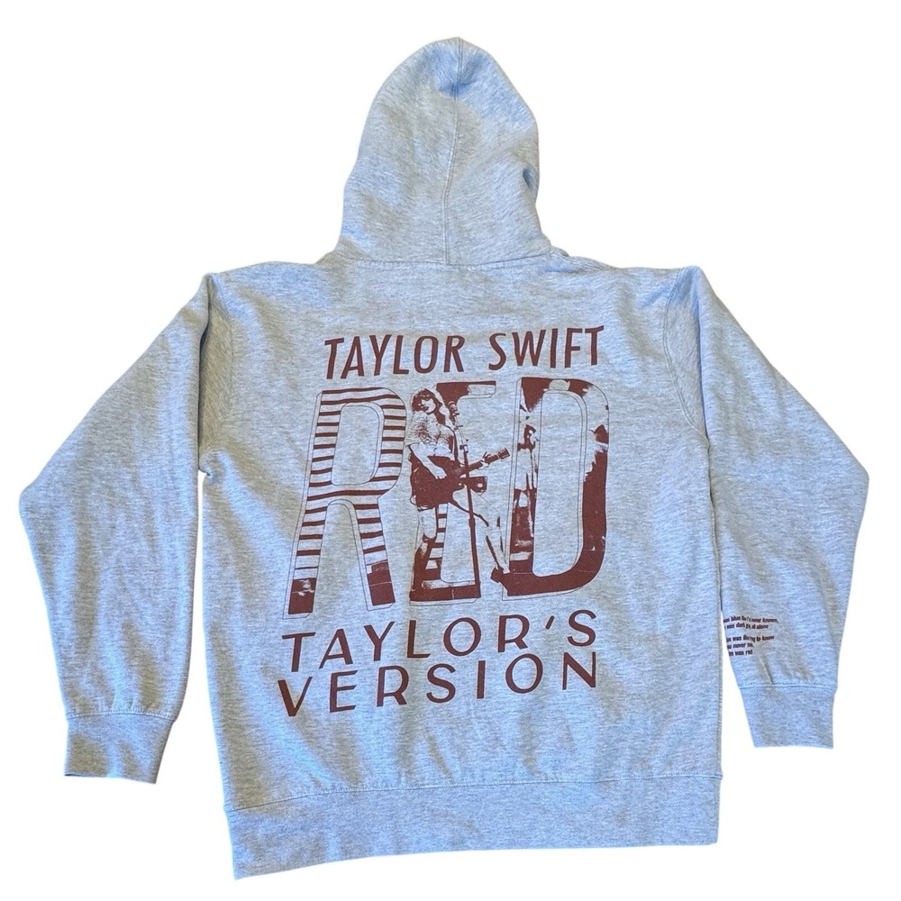 Taylor Swift Red Taylors Version Hoodie Gray Lyric Sleeve IND4000C Large
